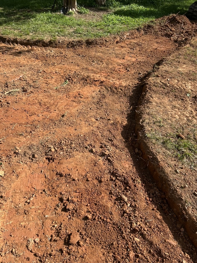 Drainage trench excavated yard residential