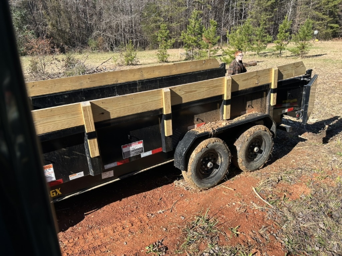 Dump trailer loaded with gravel aggregate